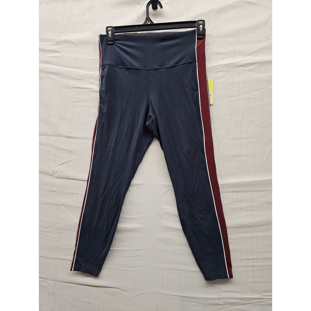 All in Motion‎ Everyday Soft High Rise 7/8 Leggings Navy Blue Burgundy Stripe XL